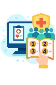 icon of EHR and step by step guide showing how functionality can help identify patients for early testing or intervention