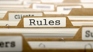 Rules Concept. Word on Folder Register of Card Index. Selective Focus.