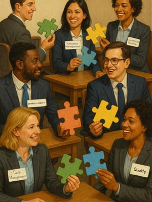 silos to synergy member data puzzle graphic